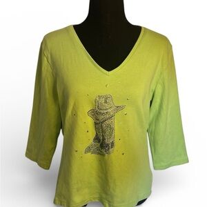 Vintage Christine Alexander Rhinestone Shirt Sz L Western Y2K Glam Cowgirl